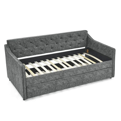 Twin Size Daybed with Twin Size Trundle Upholstered