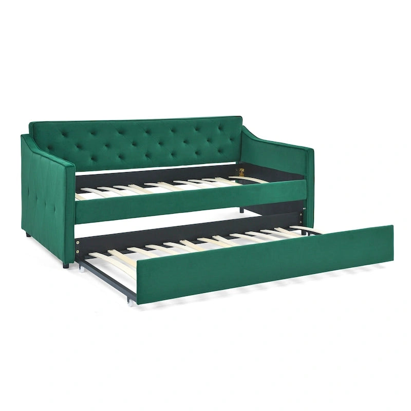 Twin Size Daybed with Twin Size Trundle Upholstered