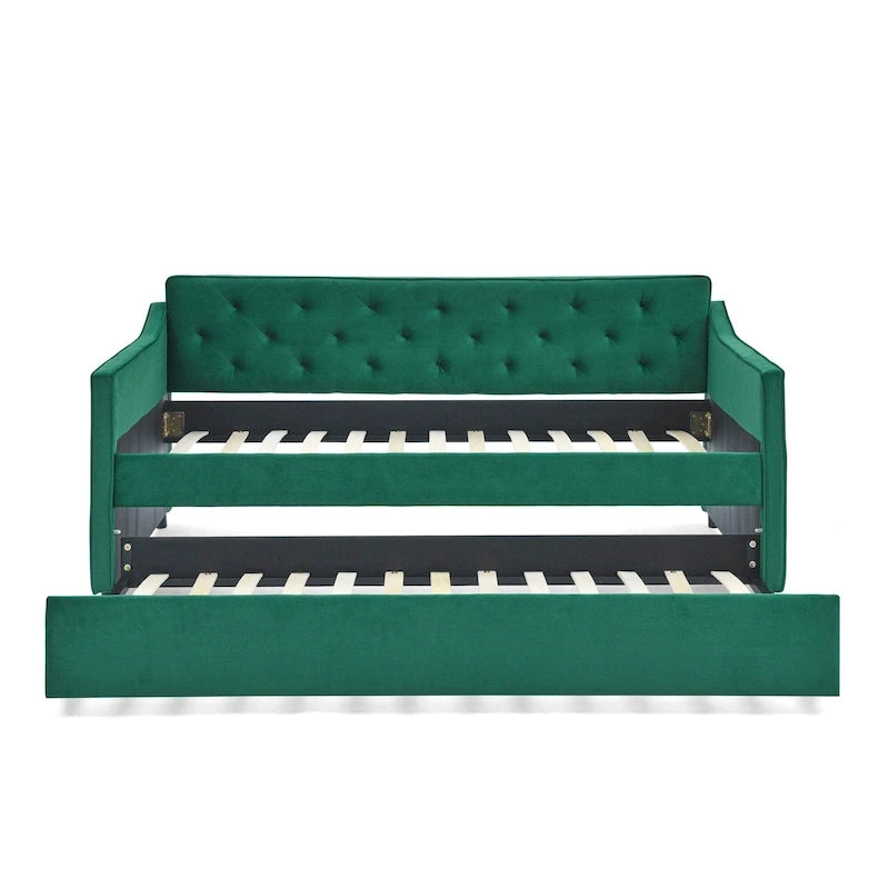 Twin Size Daybed with Twin Size Trundle Upholstered