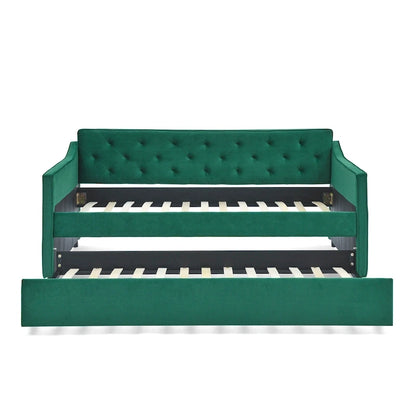 Twin Size Daybed with Twin Size Trundle Upholstered