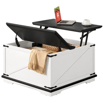 Moasis Farmhouse Lift Top Square Coffee Table with Storage