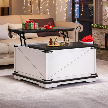 Moasis Farmhouse Lift Top Square Coffee Table with Storage
