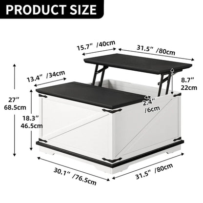 Moasis Farmhouse Lift Top Square Coffee Table with Storage