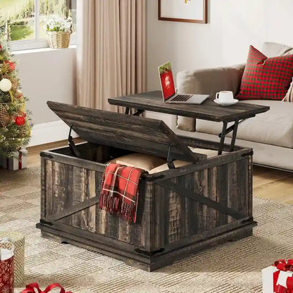 Moasis Farmhouse Lift Top Square Coffee Table with Storage