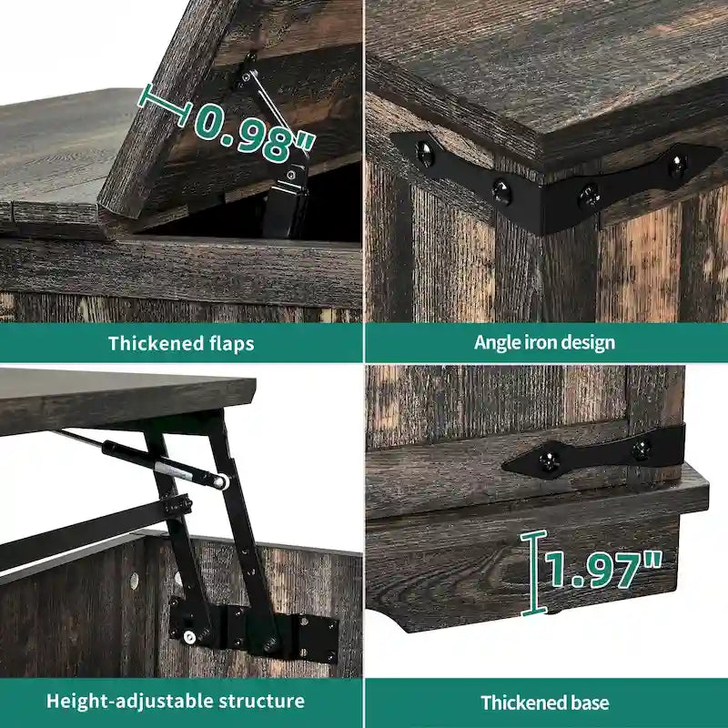 Moasis Farmhouse Lift Top Square Coffee Table with Storage