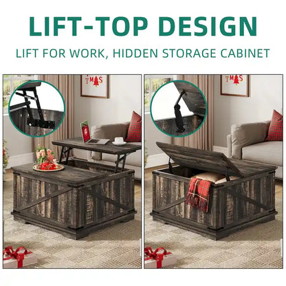 Moasis Farmhouse Lift Top Square Coffee Table with Storage