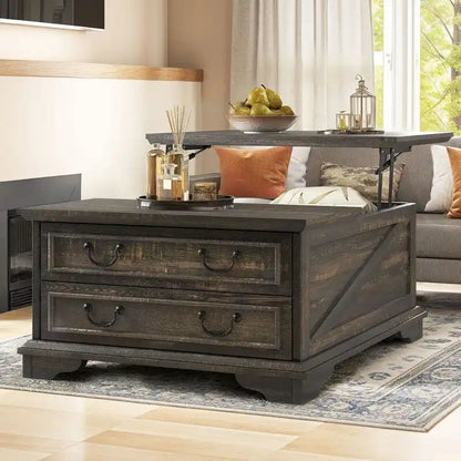 Moasis Farmhouse Lift Top Square Coffee Table with Storage
