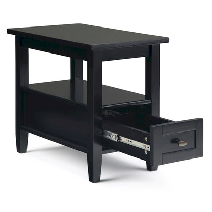 WYNDENHALL Norfolk SOLID WOOD 14 inch Wide Rectangle Transitional Narrow Side Table - 14 Inches wide