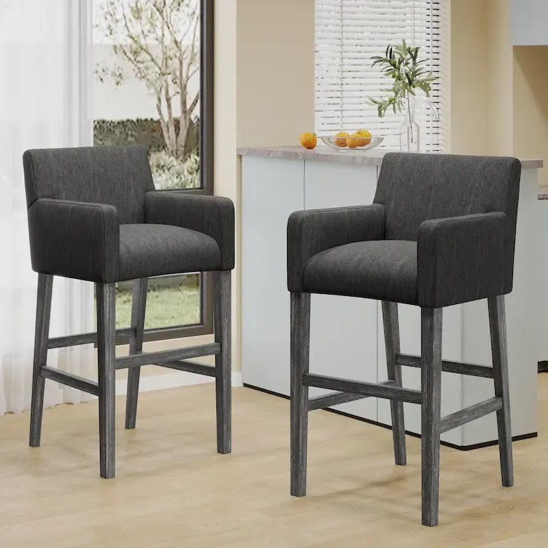 Armga Fabric and Rubberwood 30.5 inch Barstools (Set of 2) by Christopher Knight Home