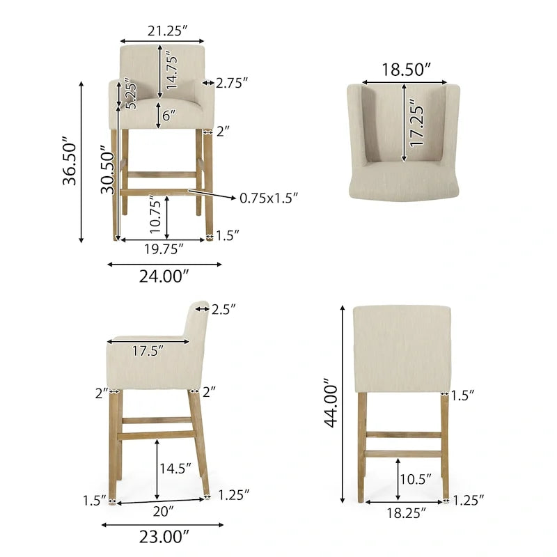 Armga Fabric and Rubberwood 30.5 inch Barstools (Set of 2) by Christopher Knight Home