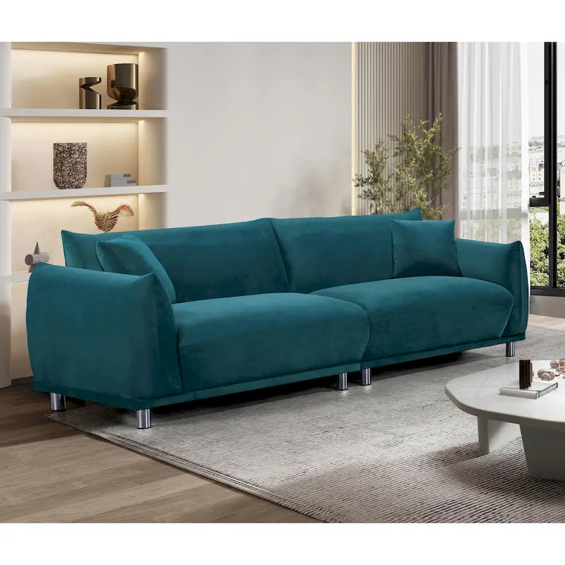 US Pride Furniture 88.2W Metal Legs Velvet Sofa