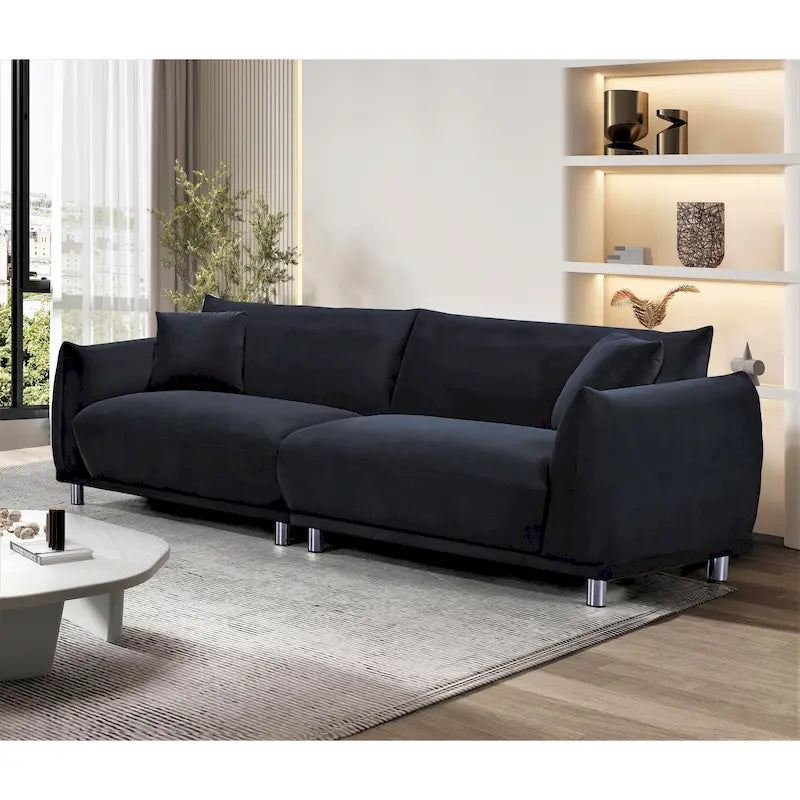 US Pride Furniture 88.2W Metal Legs Velvet Sofa