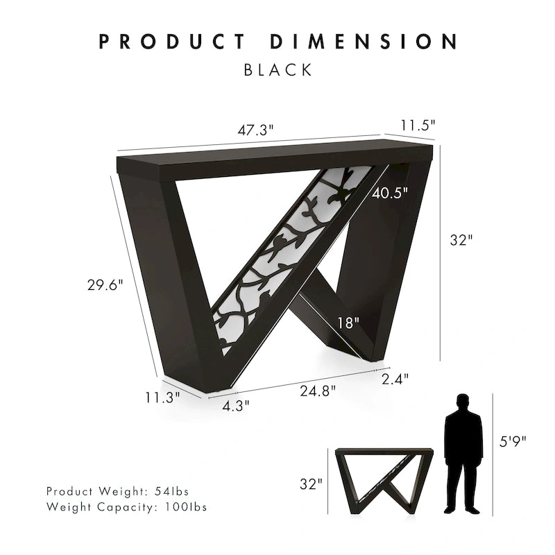 DH BASIC Modern Decorative Console Table with W-Shaped Legs by Denhour