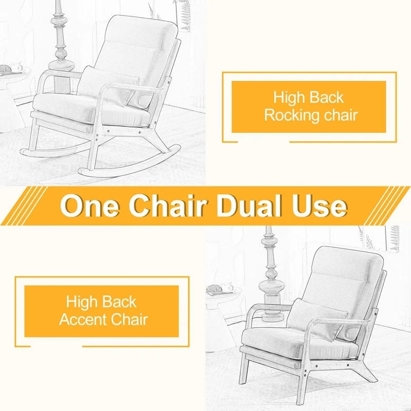 39.37 W High-Back Dual-Use Upholstered Rocking Chair/Accent Chair