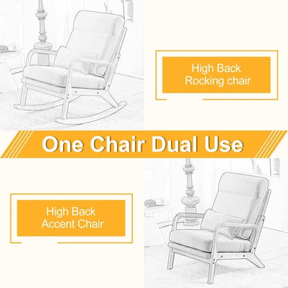 39.37 W High-Back Dual-Use Upholstered Rocking Chair/Accent Chair