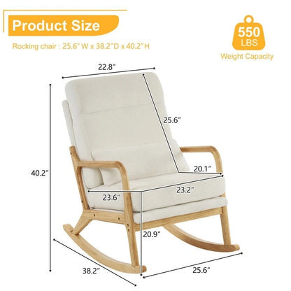 39.37 W High-Back Dual-Use Upholstered Rocking Chair/Accent Chair