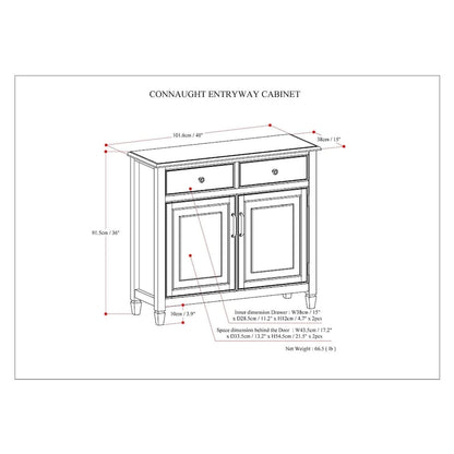 WYNDENHALL Hampshire 40 Wide Solid Wood Traditional Entryway Storage Cabinet - 40w x 15d x 36 h
