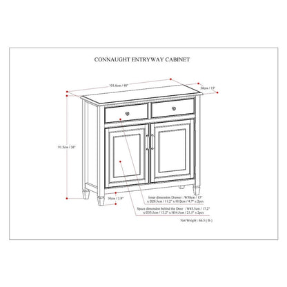 WYNDENHALL Hampshire 40 Wide Solid Wood Traditional Entryway Storage Cabinet - 40w x 15d x 36 h
