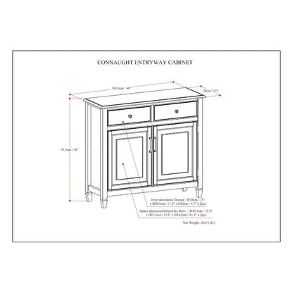 WYNDENHALL Hampshire 40 Wide Solid Wood Traditional Entryway Storage Cabinet - 40w x 15d x 36 h