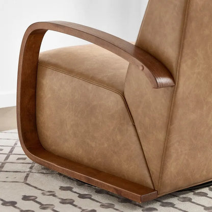 Eli Swivel Accent Chair with U-Shaped Wood Arm