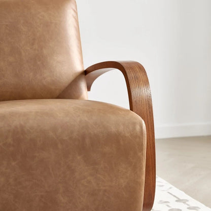 Eli Swivel Accent Chair with U-Shaped Wood Arm