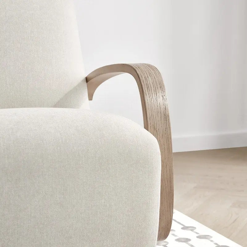 Eli Swivel Accent Chair with U-Shaped Wood Arm