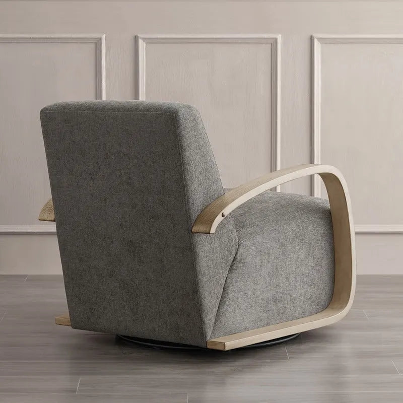 Eli Swivel Accent Chair with U-Shaped Wood Arm