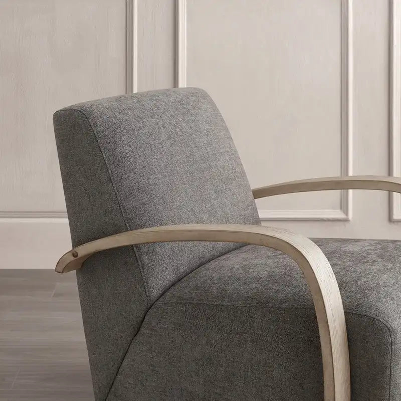 Eli Swivel Accent Chair with U-Shaped Wood Arm