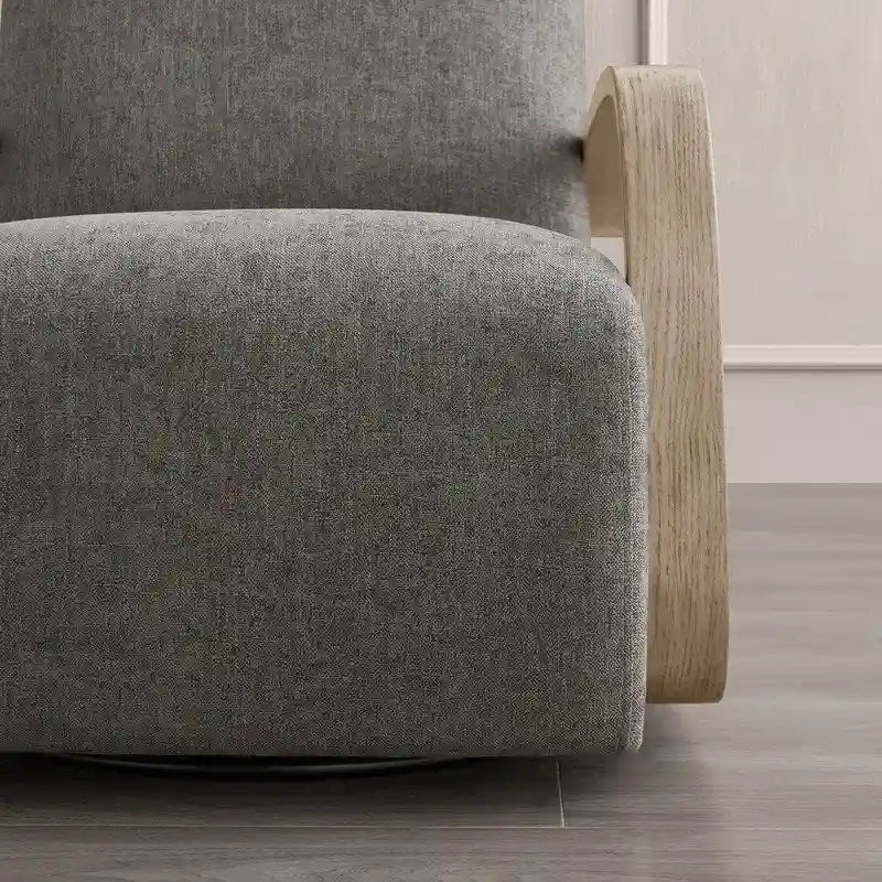 Eli Swivel Accent Chair with U-Shaped Wood Arm
