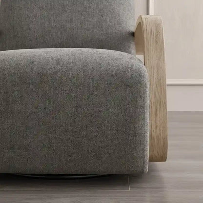 Eli Swivel Accent Chair with U-Shaped Wood Arm