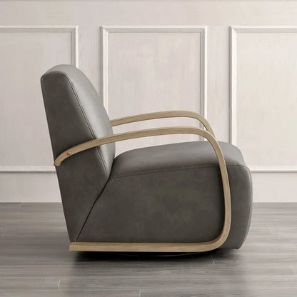 Eli Swivel Accent Chair with U-Shaped Wood Arm