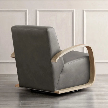 Eli Swivel Accent Chair with U-Shaped Wood Arm