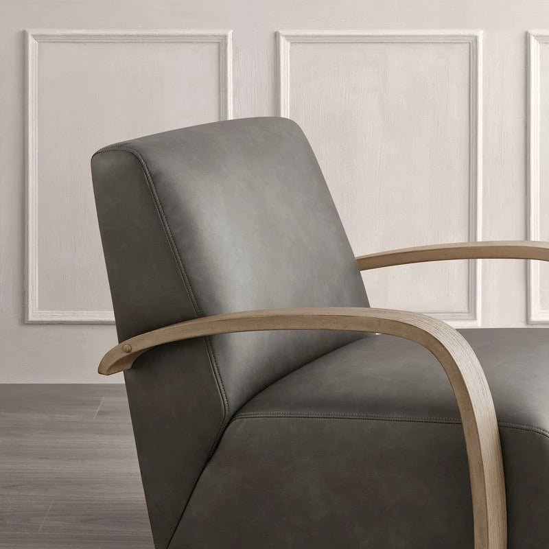 Eli Swivel Accent Chair with U-Shaped Wood Arm