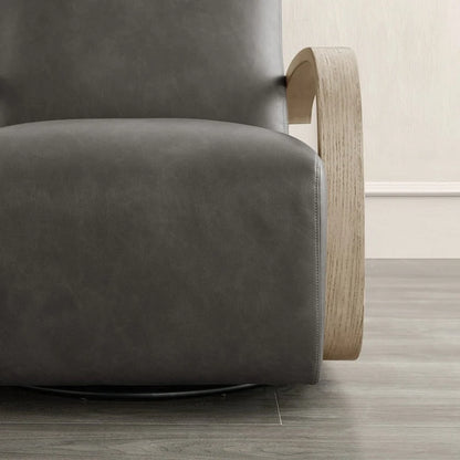 Eli Swivel Accent Chair with U-Shaped Wood Arm