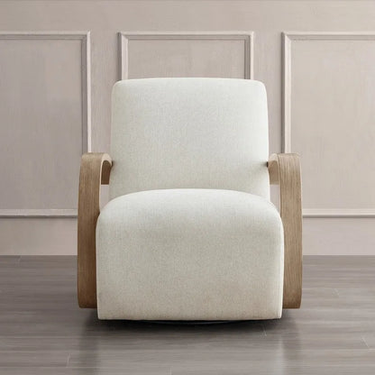 Eli Swivel Accent Chair with U-Shaped Wood Arm