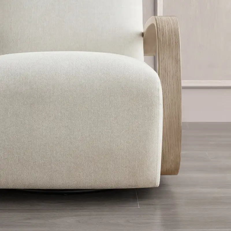 Eli Swivel Accent Chair with U-Shaped Wood Arm