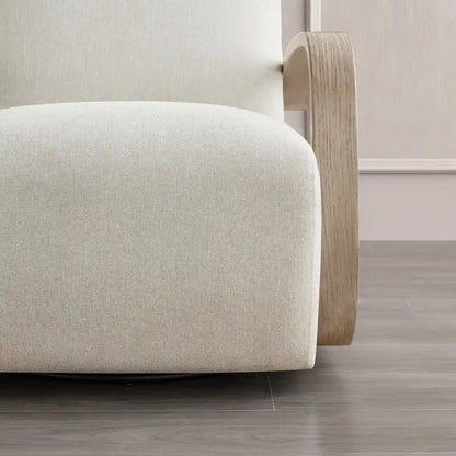 Eli Swivel Accent Chair with U-Shaped Wood Arm