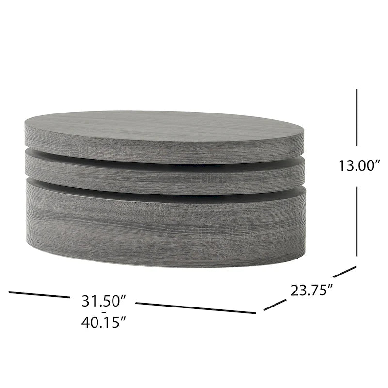 Carson Oval Mod Rotating Wood Coffee Table by Christopher Knight Home