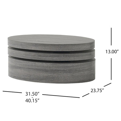 Carson Oval Mod Rotating Wood Coffee Table by Christopher Knight Home