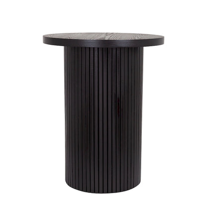 Round Wood End Table Fluted Pedestal Side Table