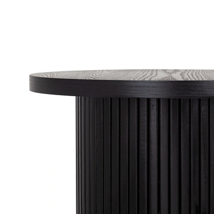 Round Wood End Table Fluted Pedestal Side Table