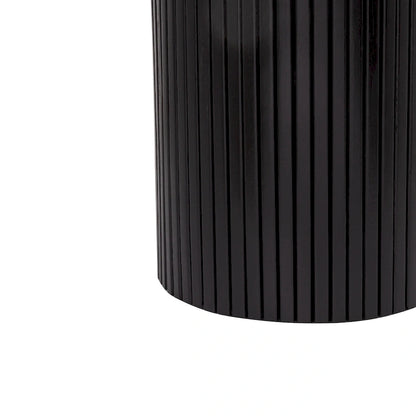 Round Wood End Table Fluted Pedestal Side Table
