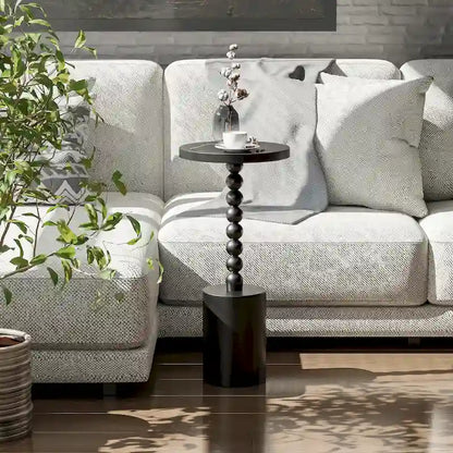 COZAYH Wood Pedestal End table, Modern Drink Table with Base, Round Martini Table for Small Space Living Room, Bedroom
