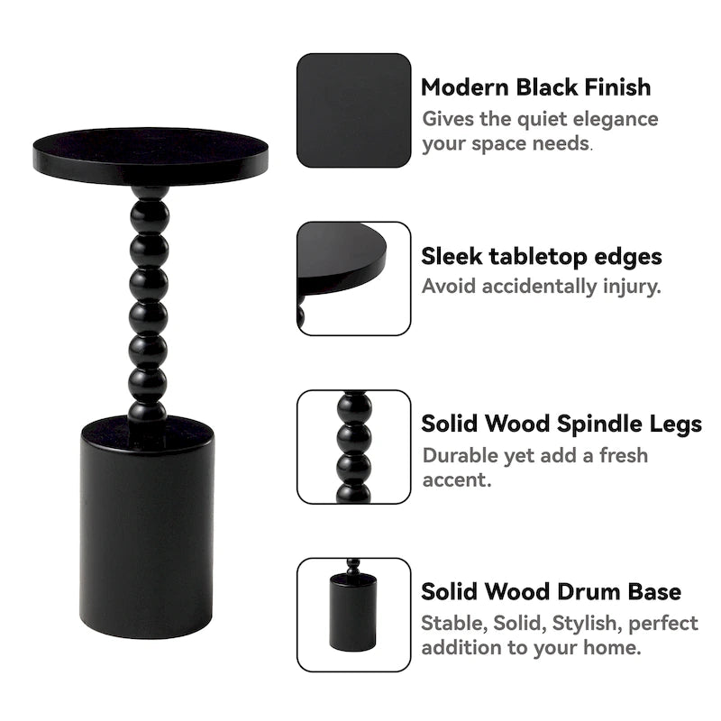 COZAYH Wood Pedestal End table, Modern Drink Table with Base, Round Martini Table for Small Space Living Room, Bedroom