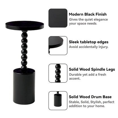 COZAYH Wood Pedestal End table, Modern Drink Table with Base, Round Martini Table for Small Space Living Room, Bedroom
