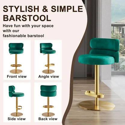 CAROCC Velvet Counter Bar stool with Height Adjustable and Swivel