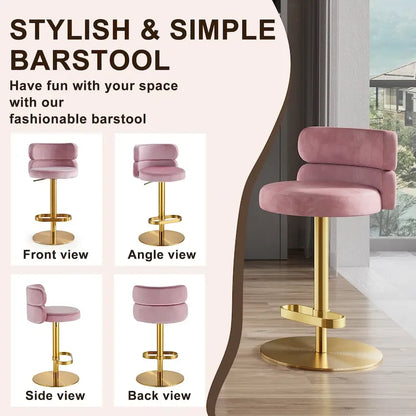 CAROCC Velvet Counter Bar stool with Height Adjustable and Swivel