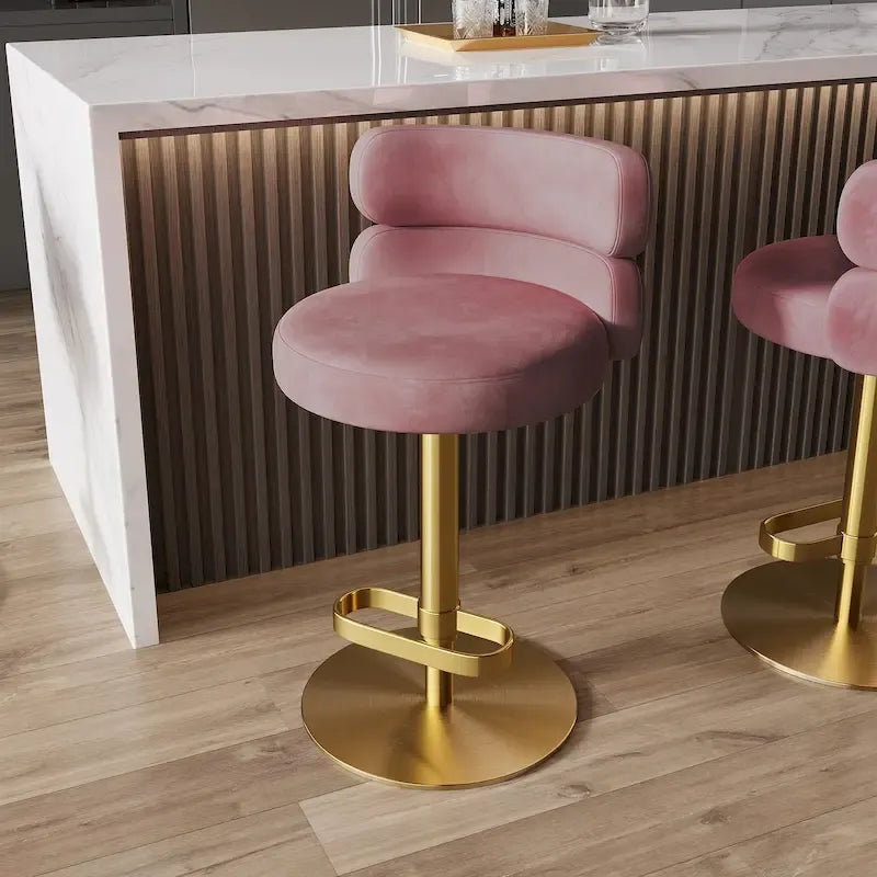 CAROCC Velvet Counter Bar stool with Height Adjustable and Swivel