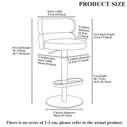 CAROCC Velvet Counter Bar stool with Height Adjustable and Swivel