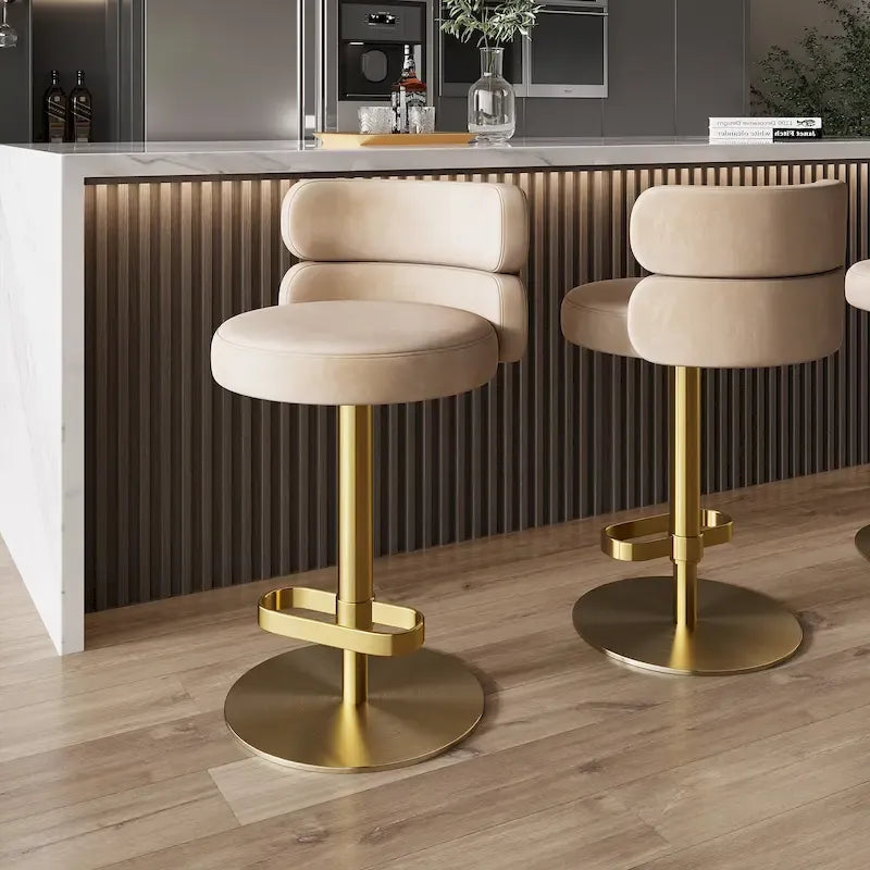 CAROCC Velvet Counter Bar stool with Height Adjustable and Swivel